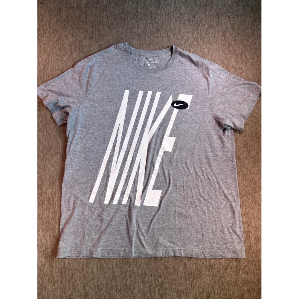 Nike Mens Graphic Tee Heather Grey White Logo T-Shirt XL